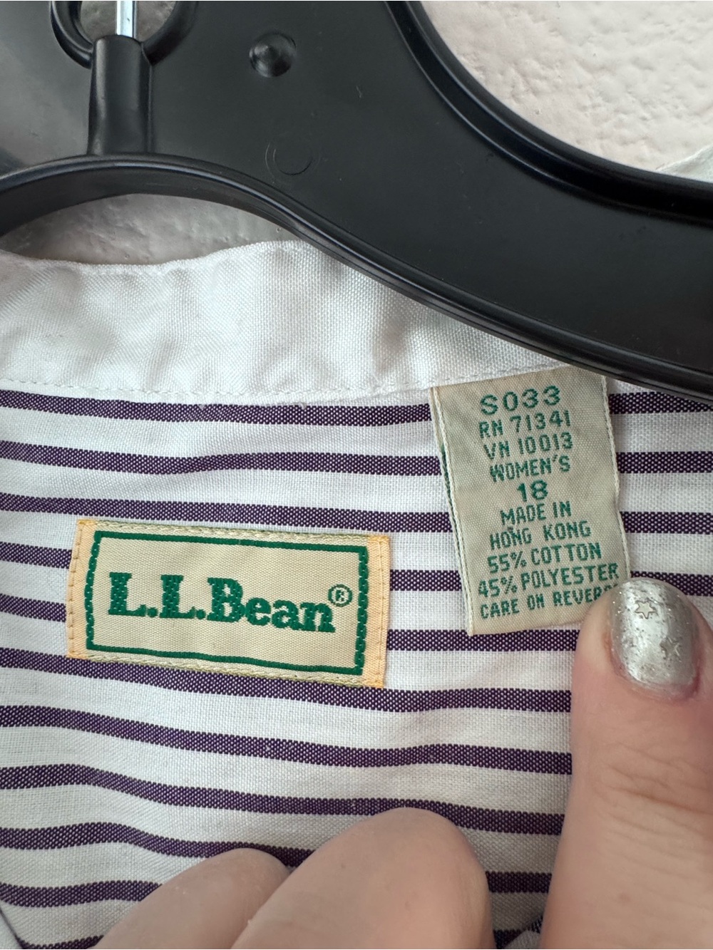 Vintage L.L. Bean Sleeveless Button Down Top in Purple and White Stripes Size 18 - Picture 2 of 3